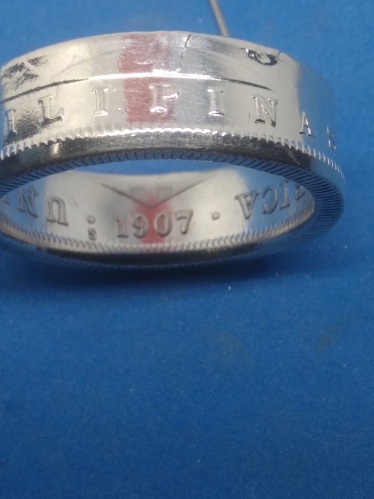 1907 PHILIPPINE SILVER ONE PESO COIN RING