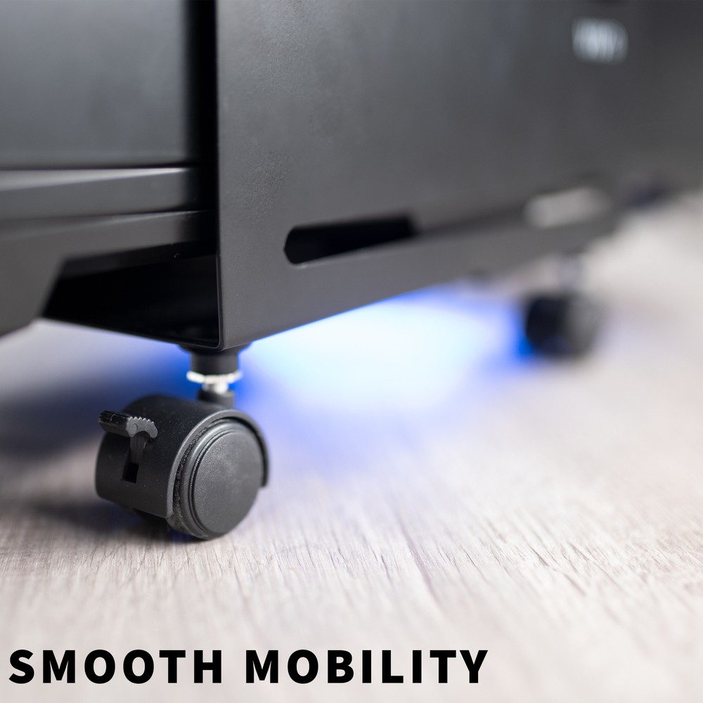 VIVO Black Computer Desktop ATX Case CPU Rolling Stand Adjustable Cart Holder