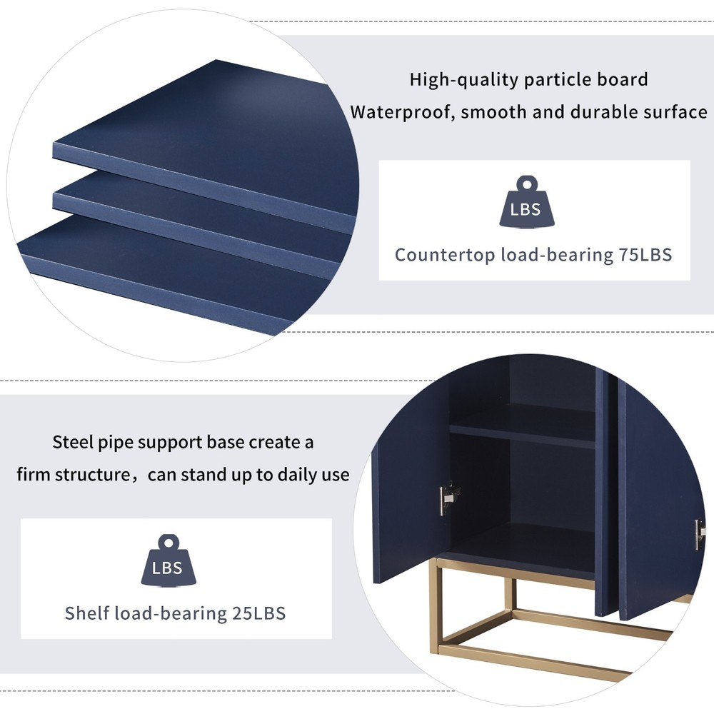 Modern Sideboard Elegant Buffet Cabinet with Large Storage Space (Navy)