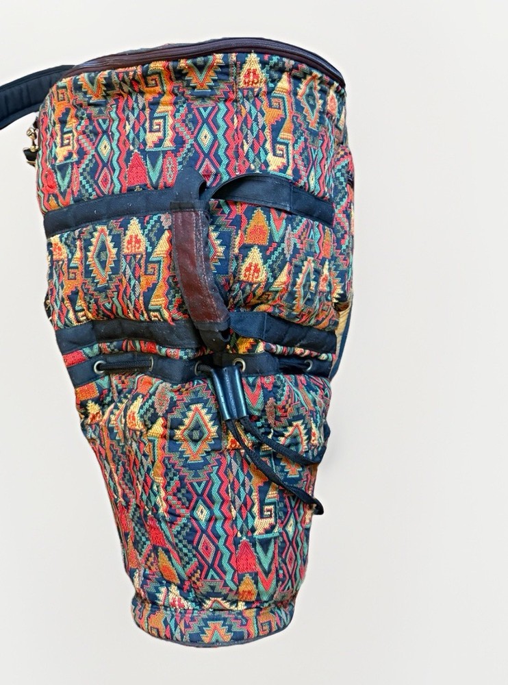 Vintage Apro Tec Djembe Drum Gig Bag Backpack Tapestry Pattern Padded Rasta
