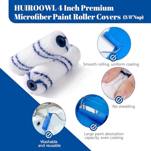 24 Pack 4 Inch Microfiber Paint Roller, Small 4 Inch Paint Roller Kit, 24 Pack
