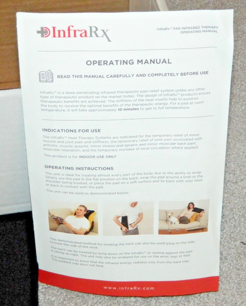 InfraRX 3-Panel Infrared Heating Pad in Box with Paperwork