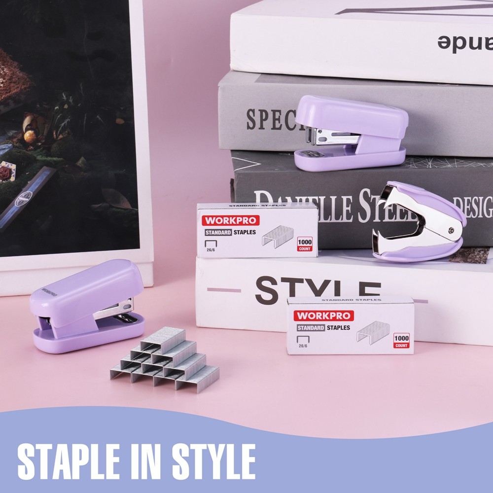 WORKPRO 3x Stapler Set 2x Mini Stapler 1PC Staple Remover 2000 Standard Staple