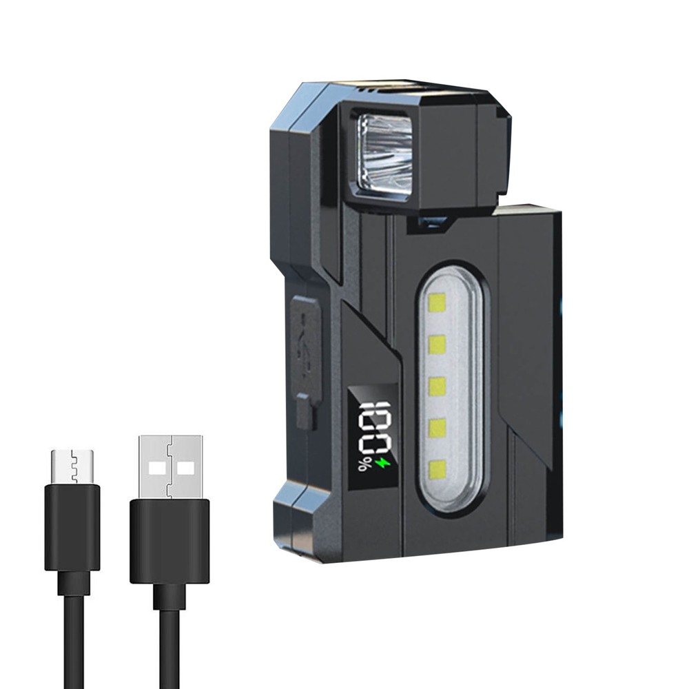 Magnetic LED Work Light USB Rechargeable Flashlight with Multi Color Side Lights