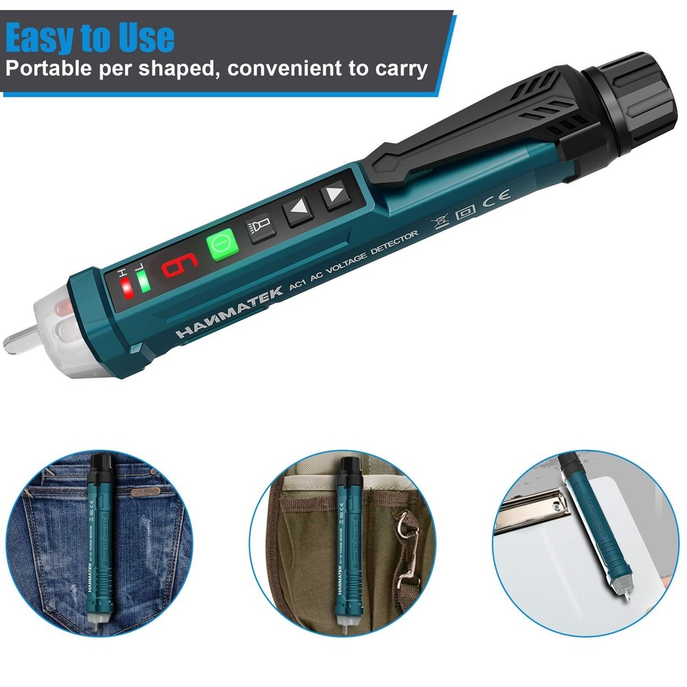 HANMATEK Non-Contact Voltage Tester with Adjustable Sensitivity & LED Flashlight