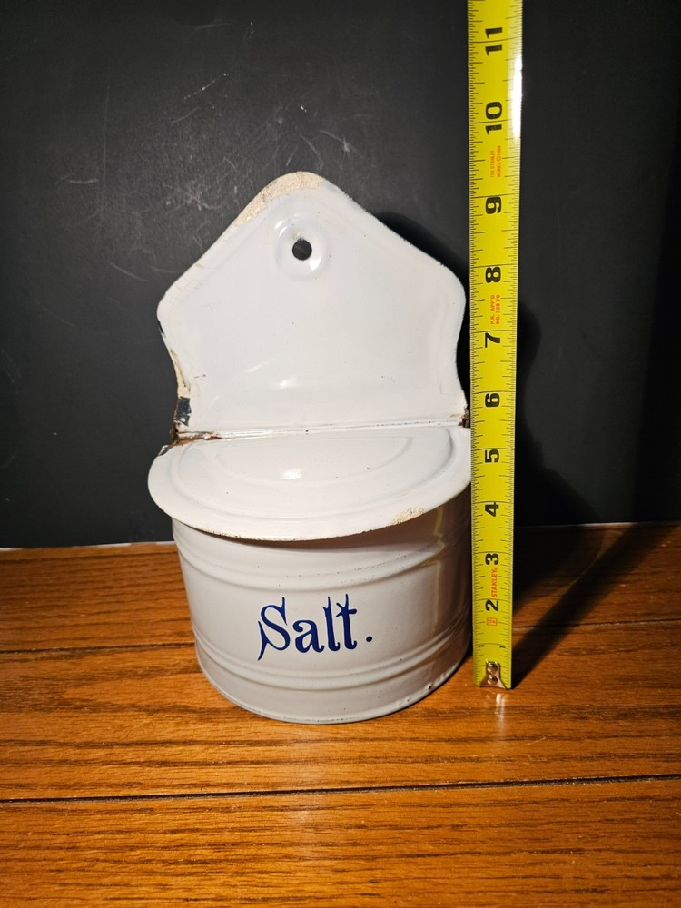 ANTIQUE ENAMEL WARE WALL MOUNT SALT CELLAR GERMANY