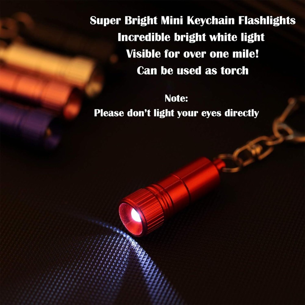 Small LED Flashlight Keychain Keychain Ring Portable Torch with Hook for Camping