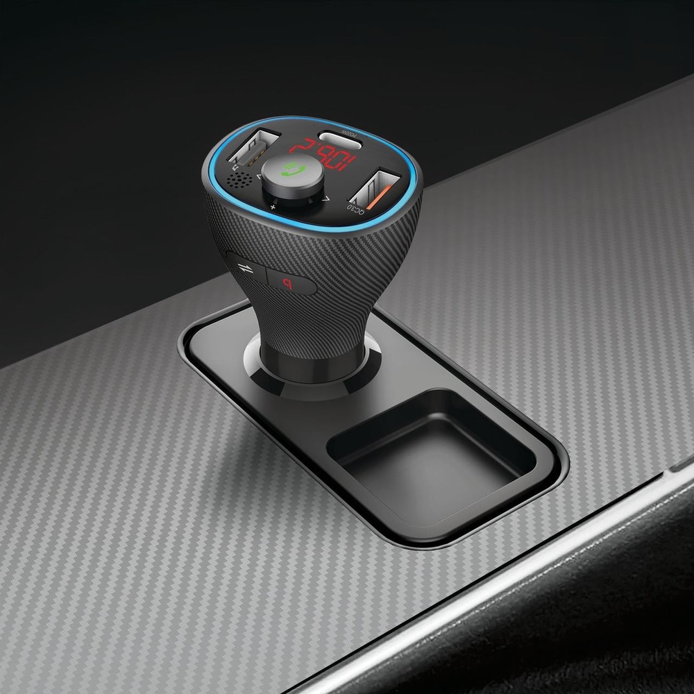 Bluetooth FM Transmitter & Dual Type-C 20W Car Charger, Compact Design