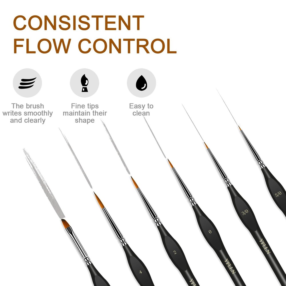 6Pcs Miniature Paint Brushes Set with Triangular Handles - for Acrylics, Oils...