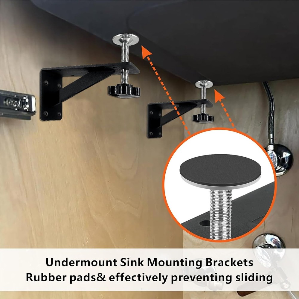 Undermount Sink Brackets 2 Pcs, Sink Support & Repair Kit, Mounting Hardware