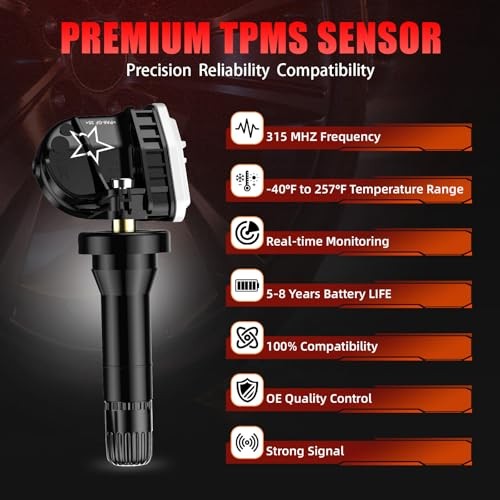 Pre-Programmed 315MHz TPMS Sensor Fit for Chevy Traverse (2008–2017),