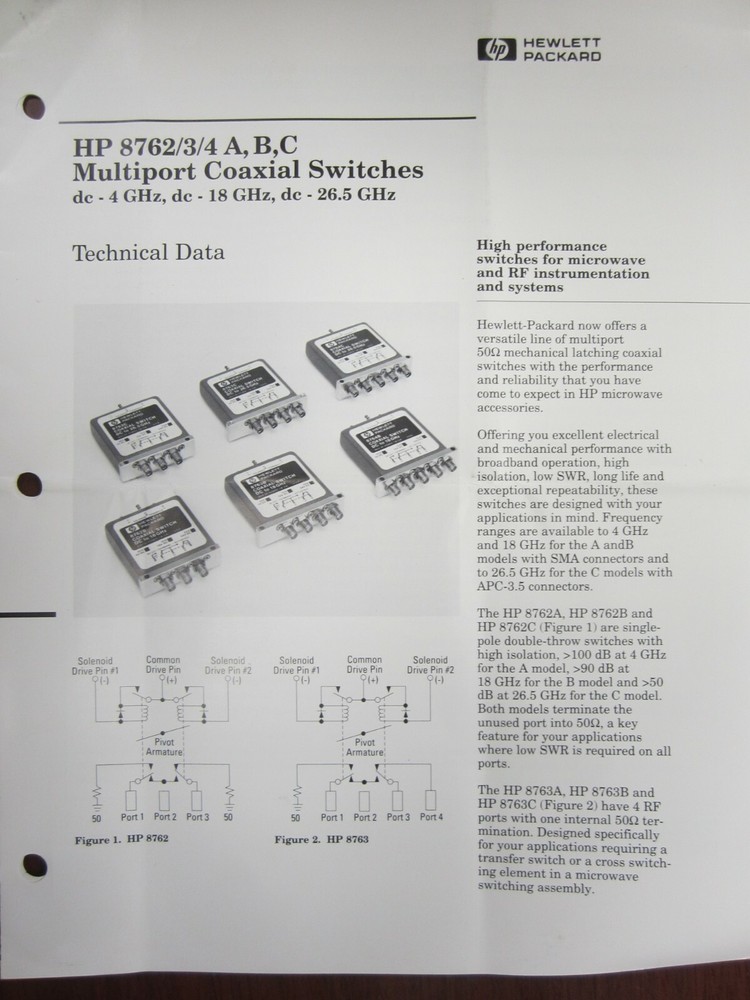 HP 8762/3/4 A,B,C Multiport Coaxial Switches Technical Data