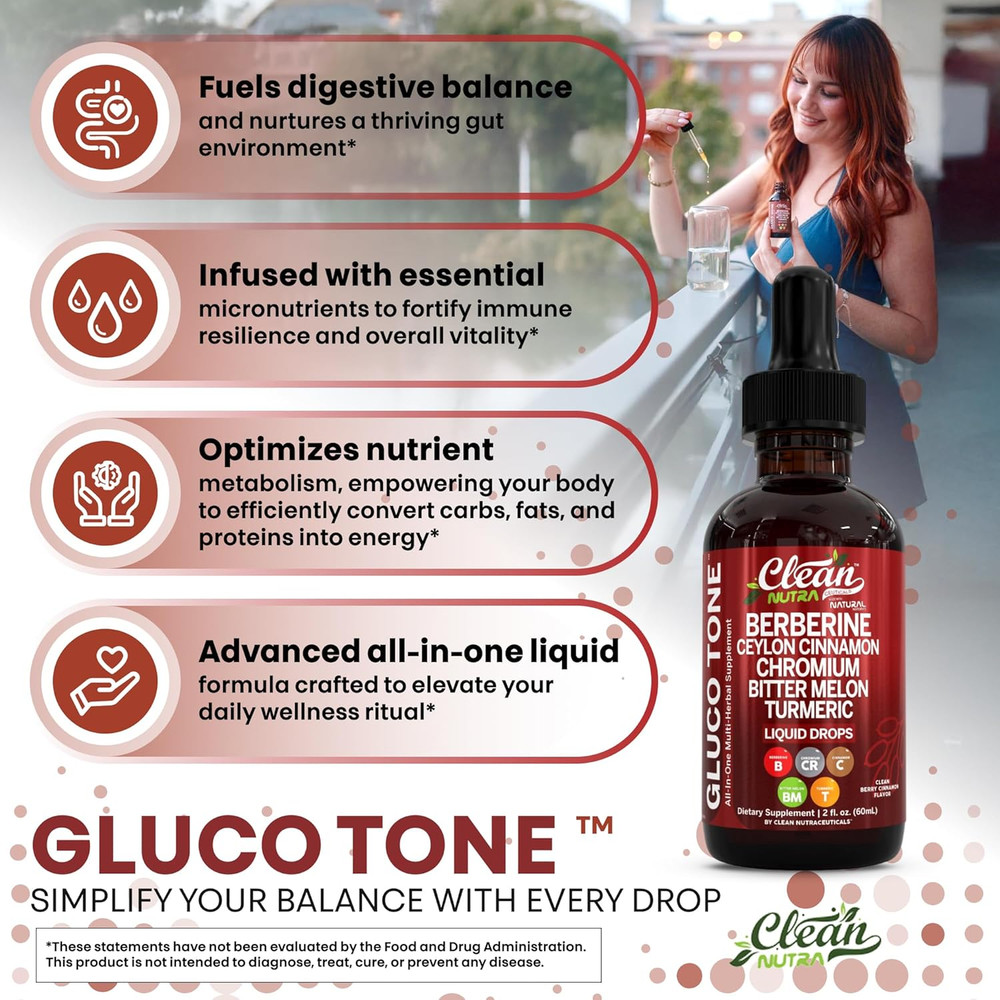 Clean Nutra Berberine Liquid Drops with Ceylon Cinnamon GLP-1 Support