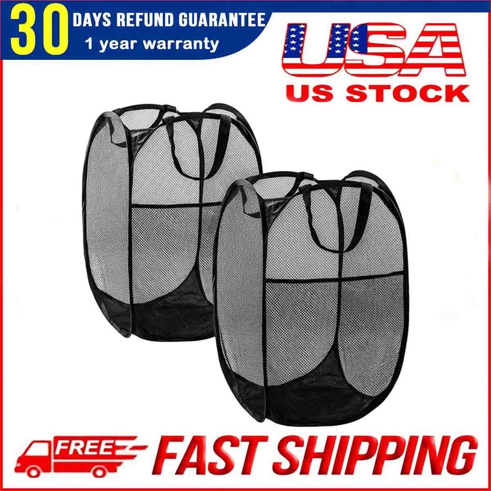 Convenient laundry folding mesh pop-up gift basket (Black | 2-piece set)