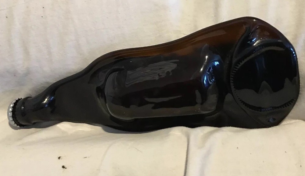 Flat Melted Beer Bottle Ashtray Candy Dish Brown Sam Adams Light *Excellent+++