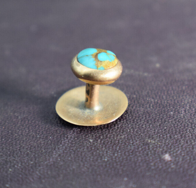 10 Kt Rose Gold Turquoise Antique Stud Button