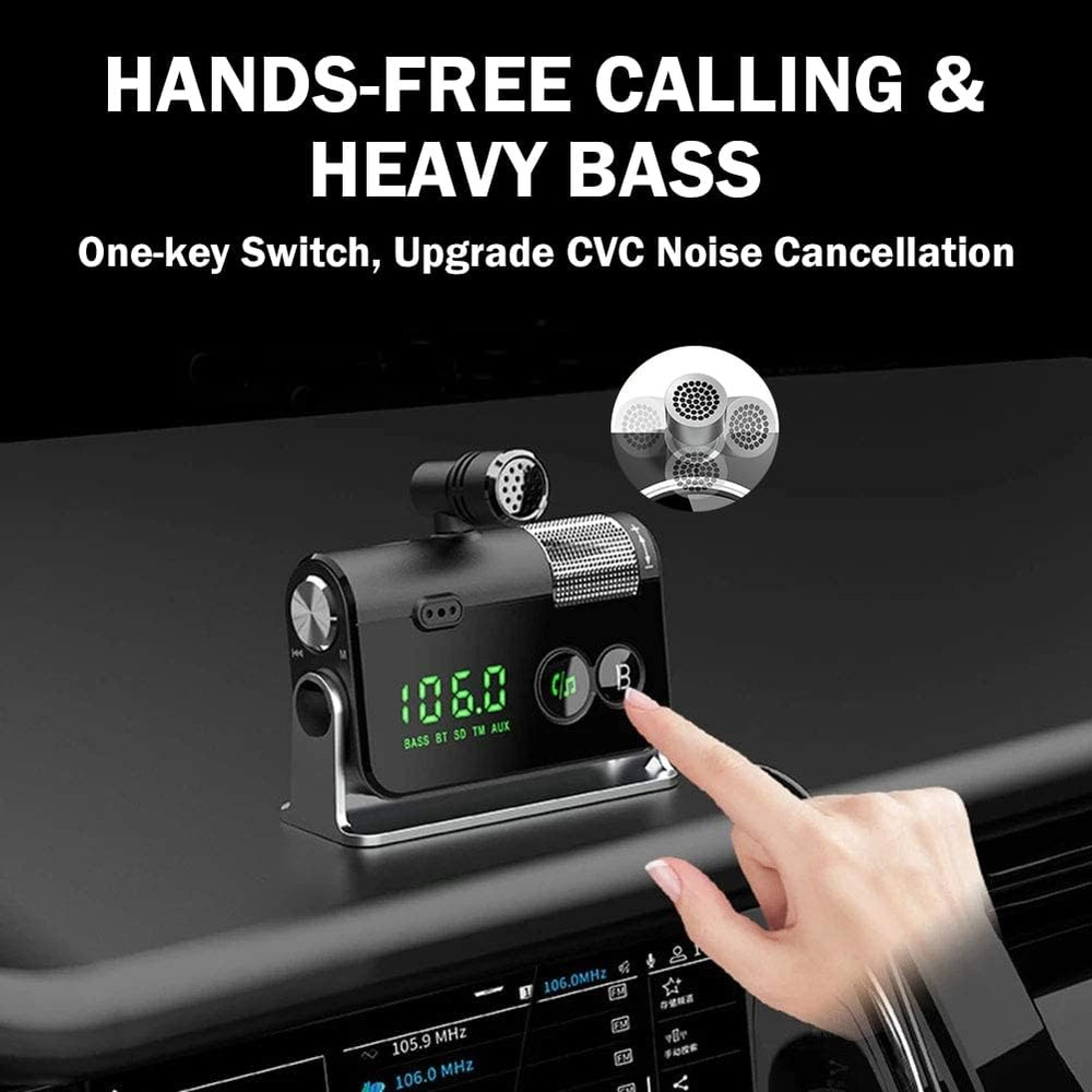 WYYHAA Bluetooth Car Adapter, Blutu Para Carros with 2 Microphones & QC3.0 +Type