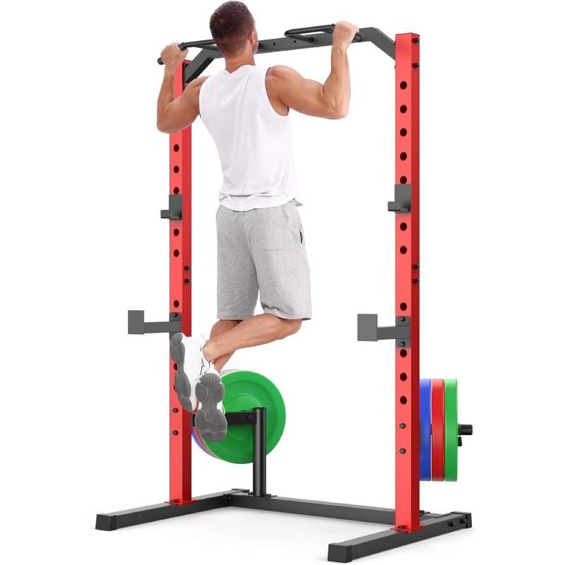 Power Cage Multi-Function Power Rack with Adjustable Cable Pulley System J-Hooks