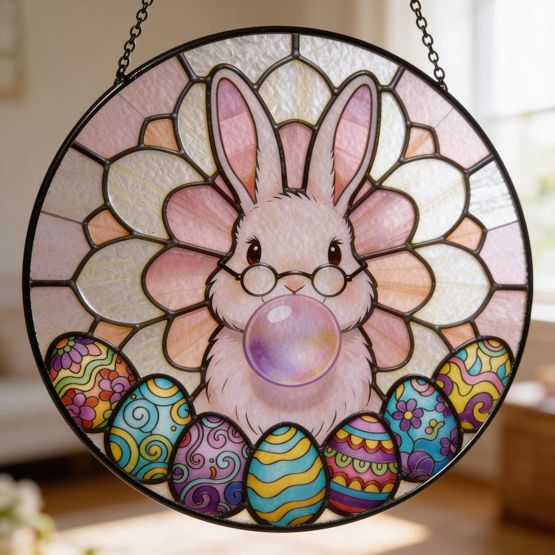 Easter Bunny Suncatcher Unique Egg Window Decor Spring Holiday Gift