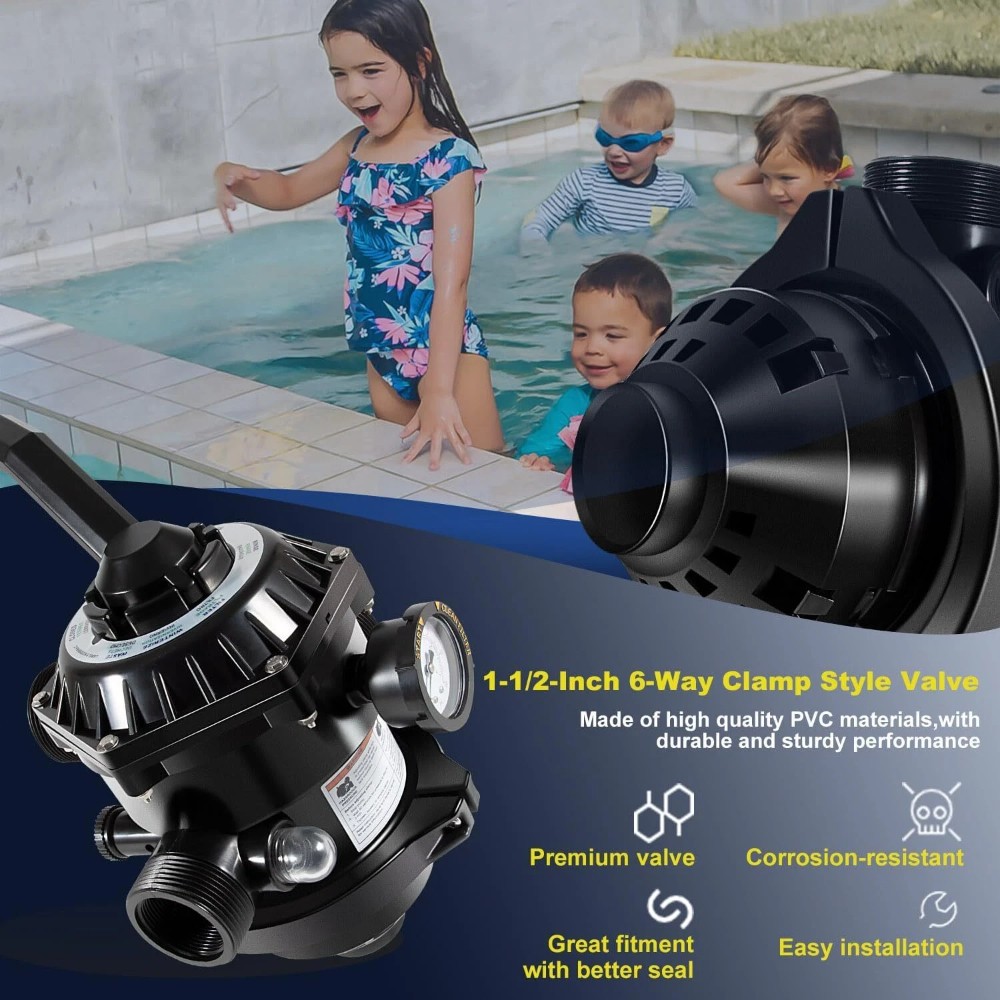 FOR 262506 1-1/2-Inch 6-Way Clamp Style Valve Replacement Pool and Spa Sand