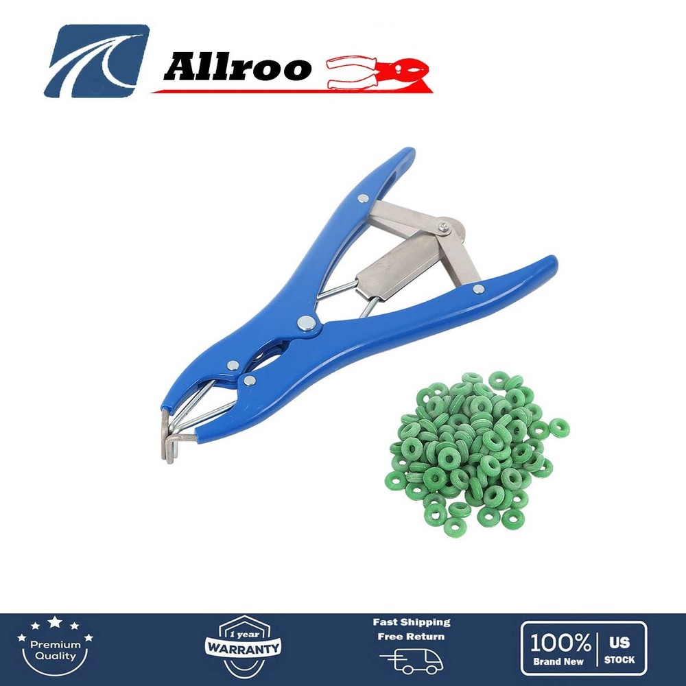 Elastrator Plastic with 100 Rubber Rings Castration Plier Applicator Livestock