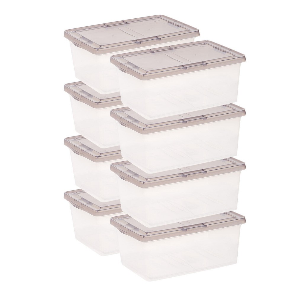 17-Qt Snap Top Clear Plastic Stackable Storage Tote Container Bin Box Set of 8