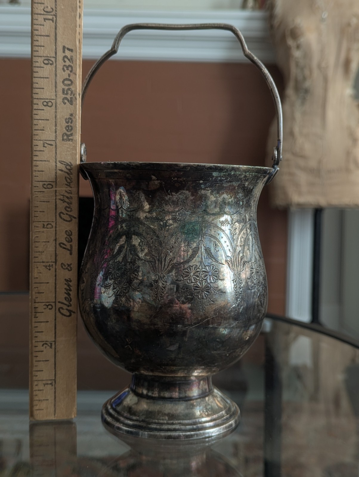 Antique Meriden Britannia Silverplate Buscuit Bucket India Pattern Victorian EPN