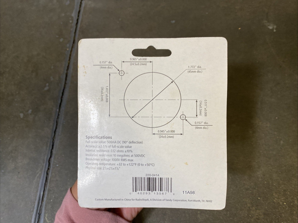 Radio Shack 500mA DC Meter Tester Panel-Mount