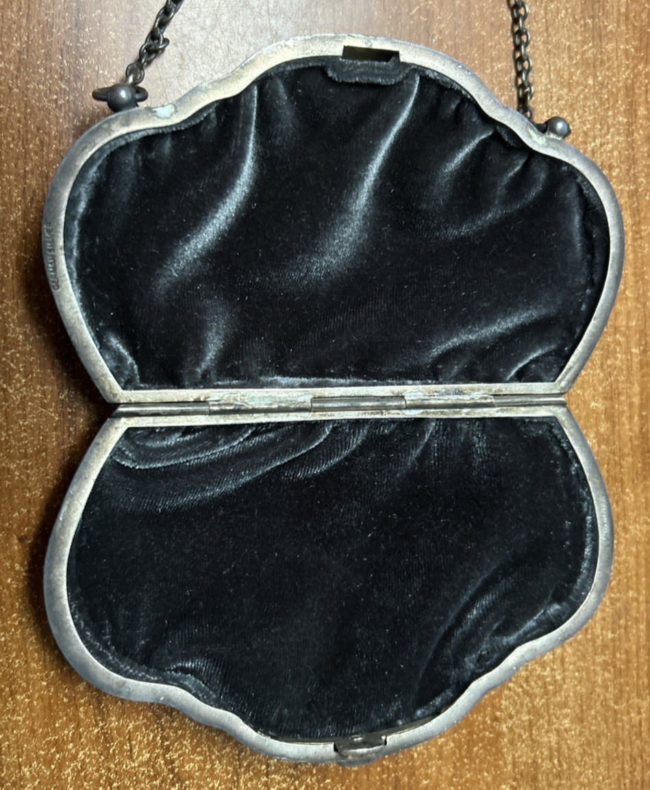 Vintage ANTIQUE German Silver Coin Purse Embossed