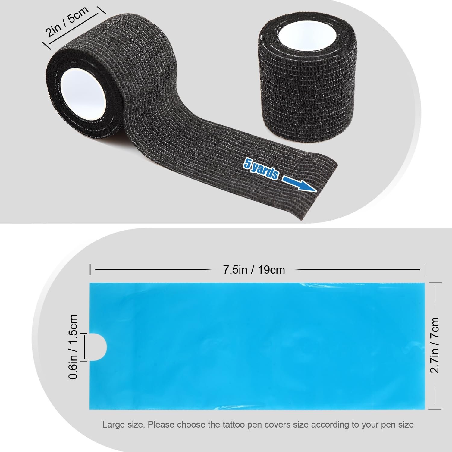 Pen Machine Covers and Grip Tapes 200Pcs Tattoo Machine Covers with 4Pcs Grip Wr