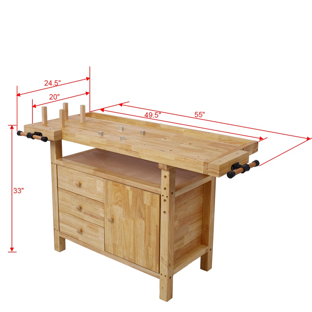 Wood Workbench for Garage Workshop & Home DIY Durable Quick and Easy Assembly