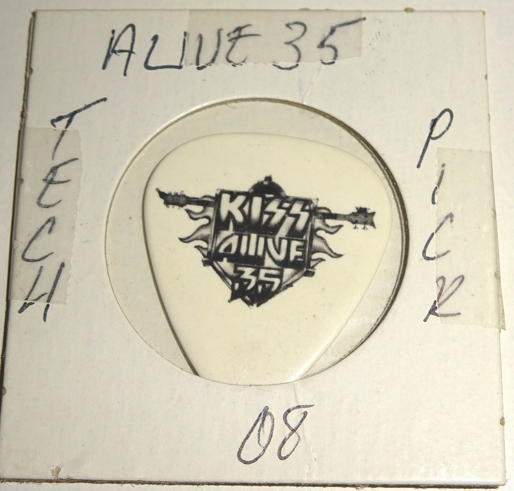 KISS Guitar Pick Alive 35 Concert Tour Tech CREW Black White 2008