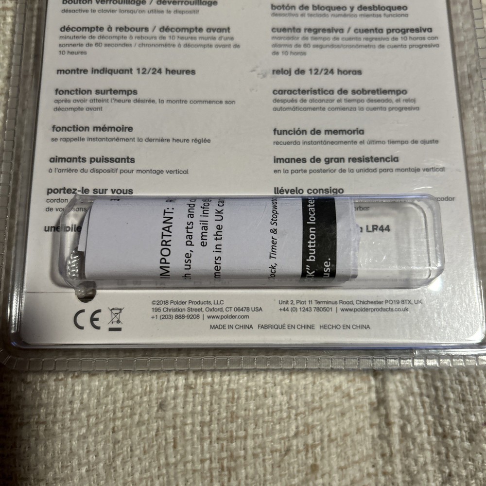 Polder 3-IN-1 Timer Clock & Stopwatch 898-90 Multi Function Tool w/ Lanyard NEW