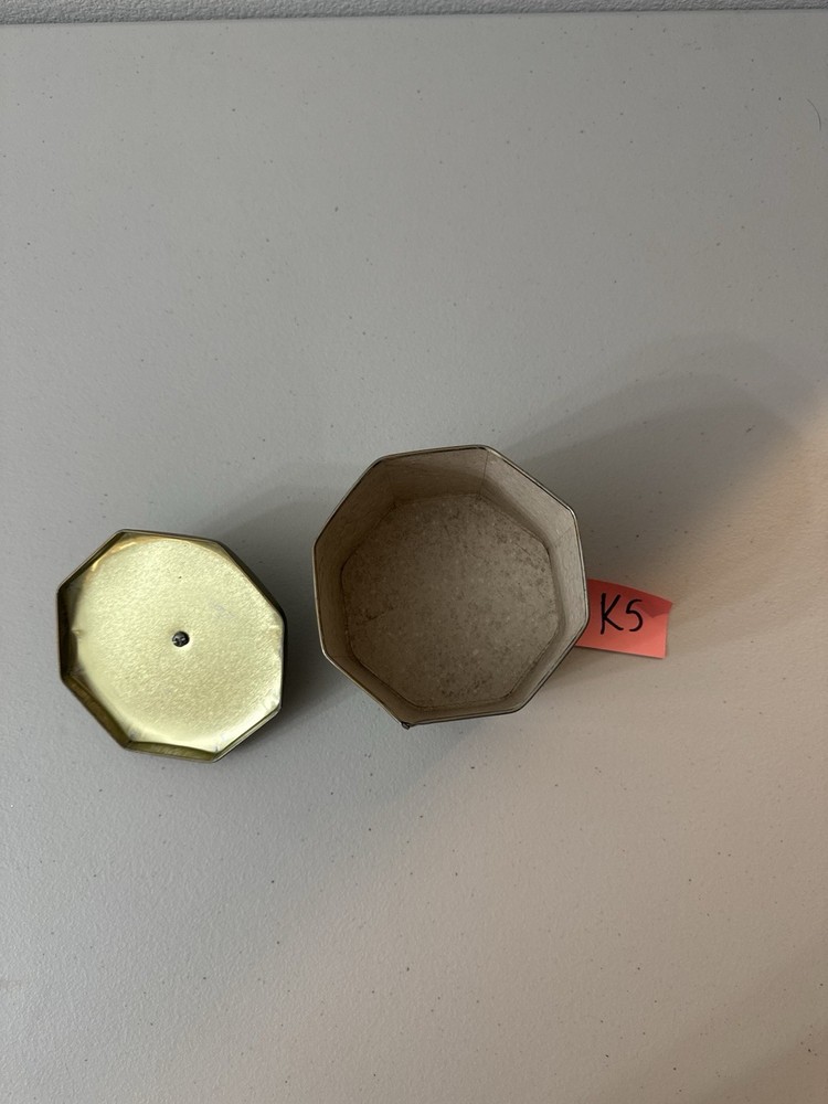 Old octagon shaped Removable Top Metal Tin