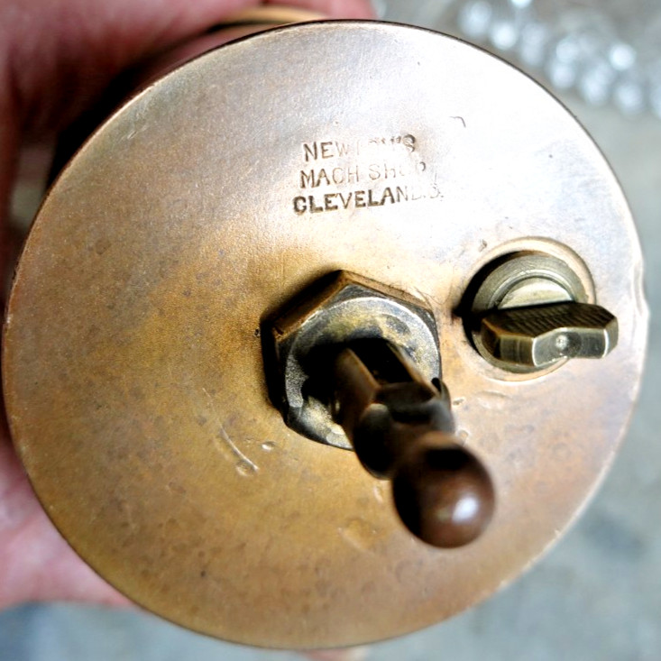 Antique RARE "NEWTONS MACHINE SHOP" 2 DRIP OILER CLEVELAND MARITIME MACHINIST
