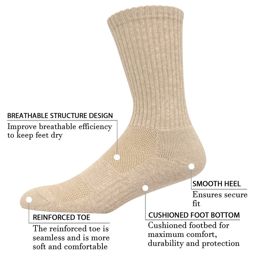 HaloYIYI Men's Moisture Control Cushioned Crew Socks with Arch Compression fo...