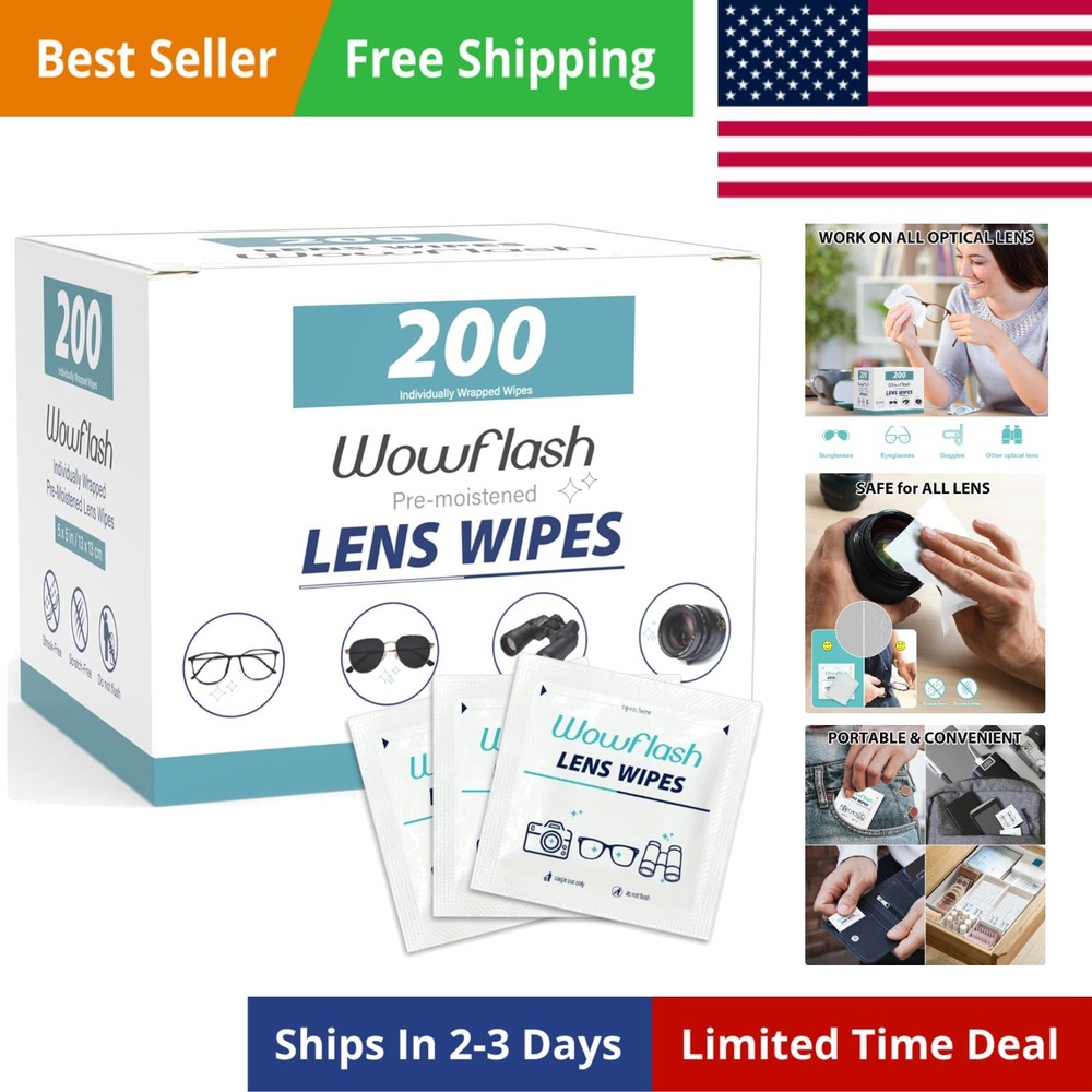 Lens Wipes, White, 220 Count