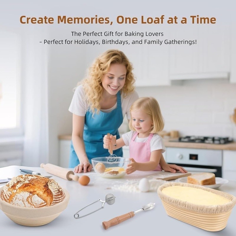 Complete Sourdough Starter Kit Bread Baking Supplies Proofing Baskets Tools Set