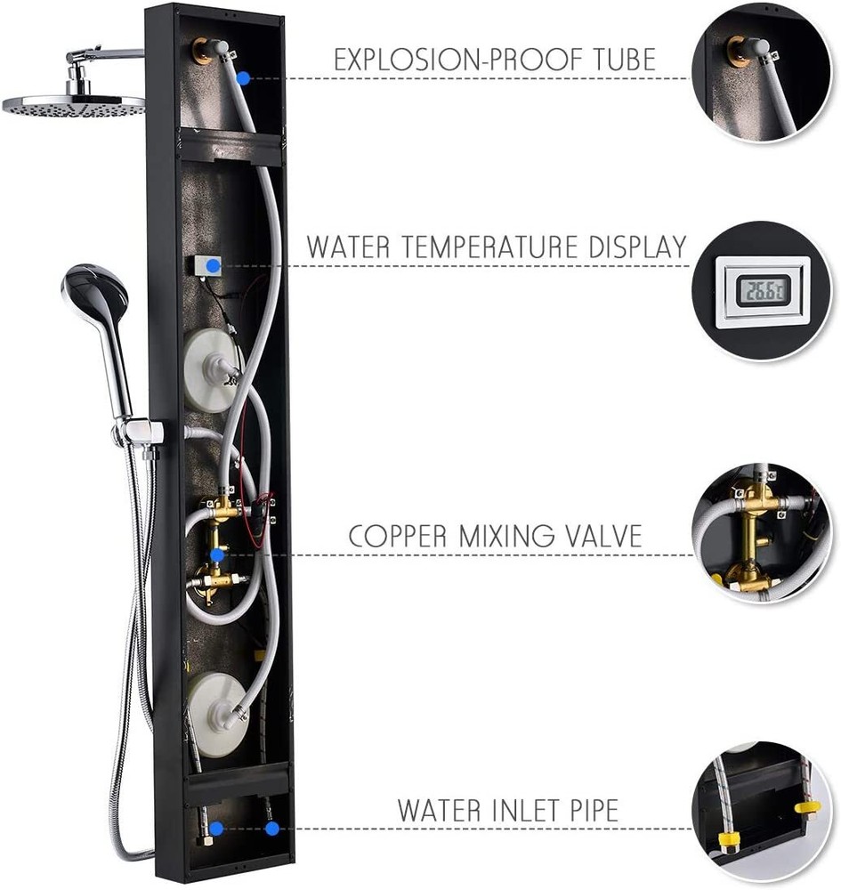 Rainfall Shower Panel Tower Faucet System Multi-Function Column Massage Body Jet