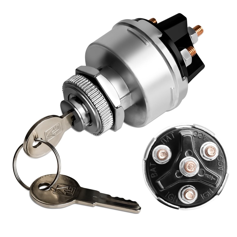 Bularie Ignition Switch with Key, 4-Position Universal Ignition Key Switch 12...
