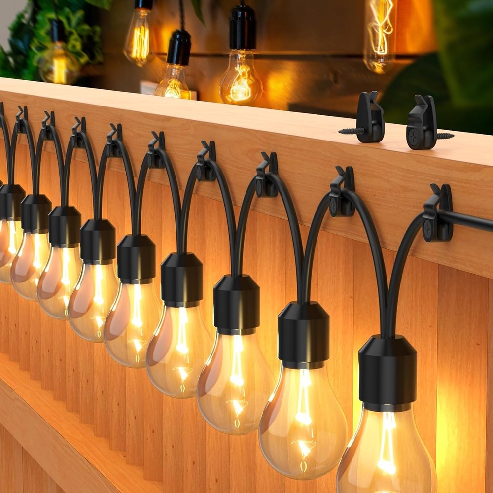 Versatile String Light Clips for Indoor/Outdoor Use - Weatherproof Black Hooks