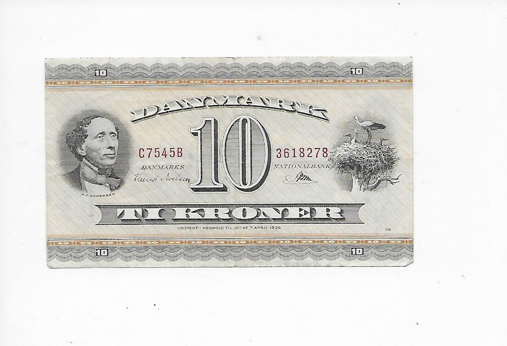 Denmark 10Kroner note 1950