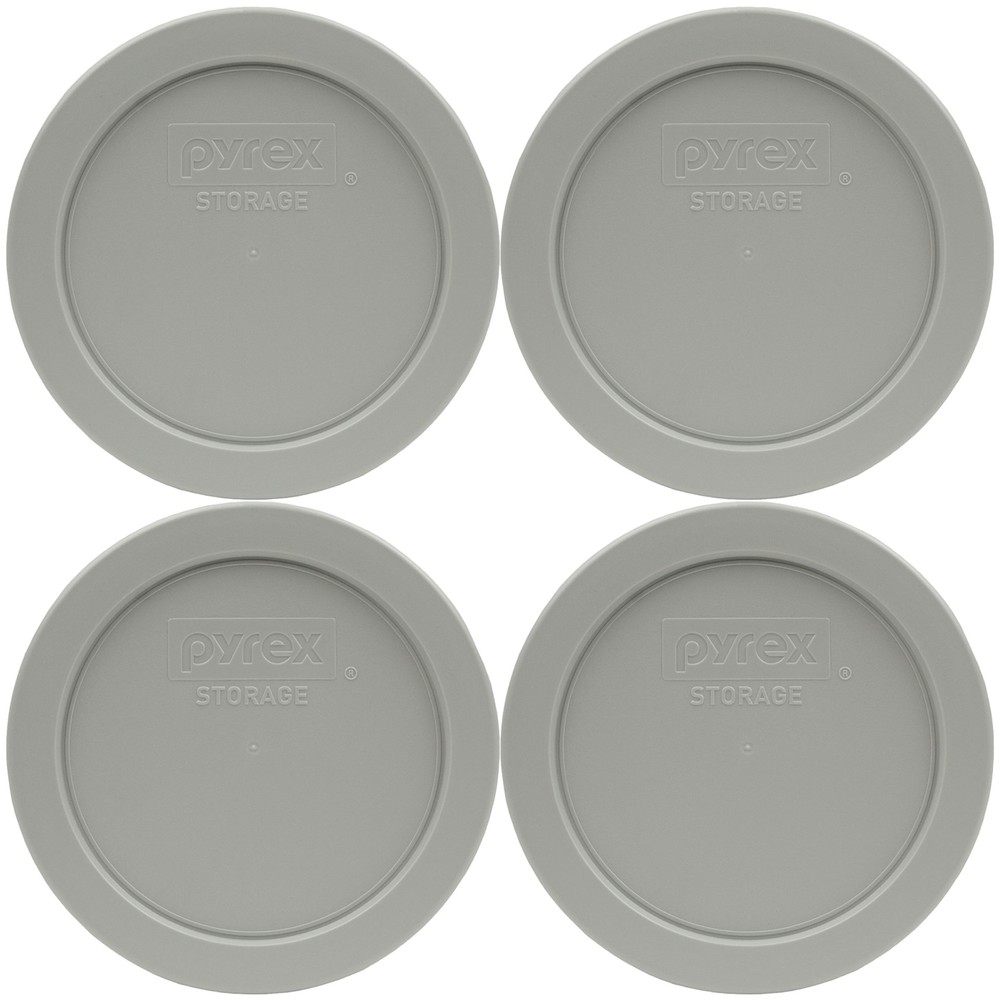 Pyrex 7200-PC Jet Gray Round Plastic Replacement Lid Cover (4-Pack)