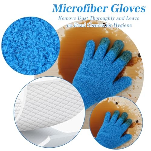 2 Pairs Microfiber Dusting Gloves, Reusable Plant Dusting Gloves Washable