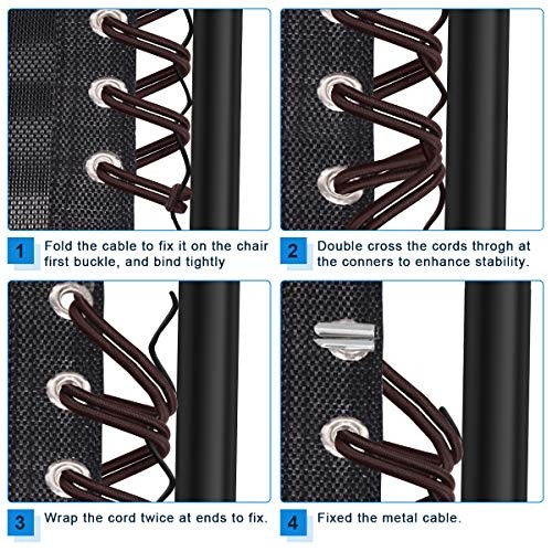 4PCS Replacement Cord for Zero Gravity Chair, Universal Elastic Repair Brown