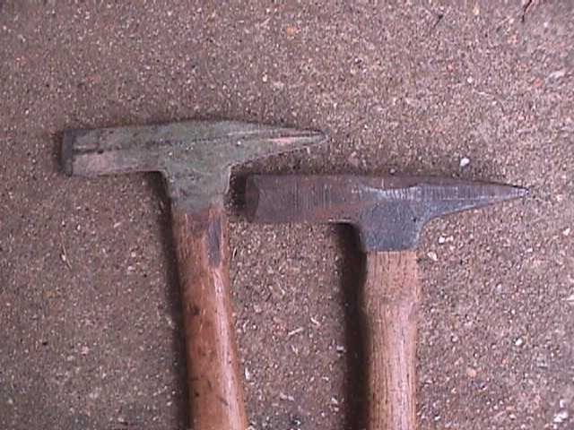 2 VINTAGE STONE CHIPPING HAMMERS
