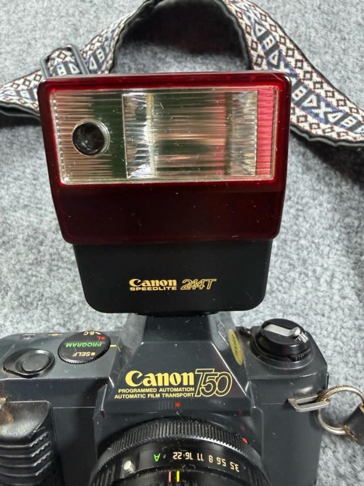 Canon T50 Programmed Automatic 28mm Film Camera with Flash