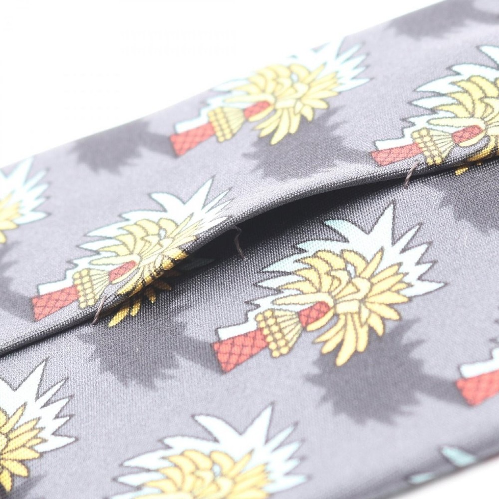 HERMES Tie Apparel Silk Gray Used
