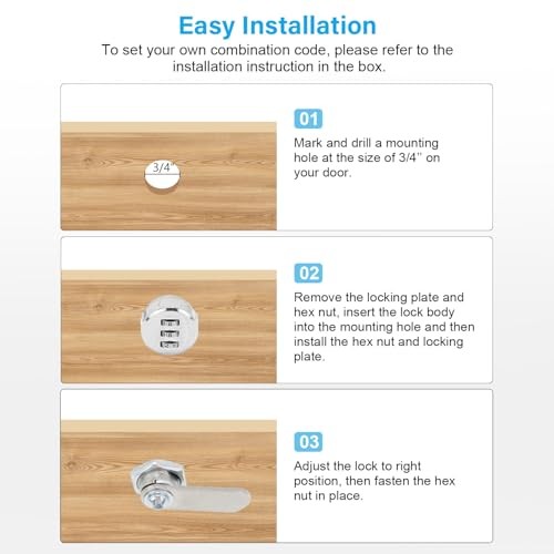 RV Baggage Compartment Door Combination Lock Silver for 1'' Thick Door,