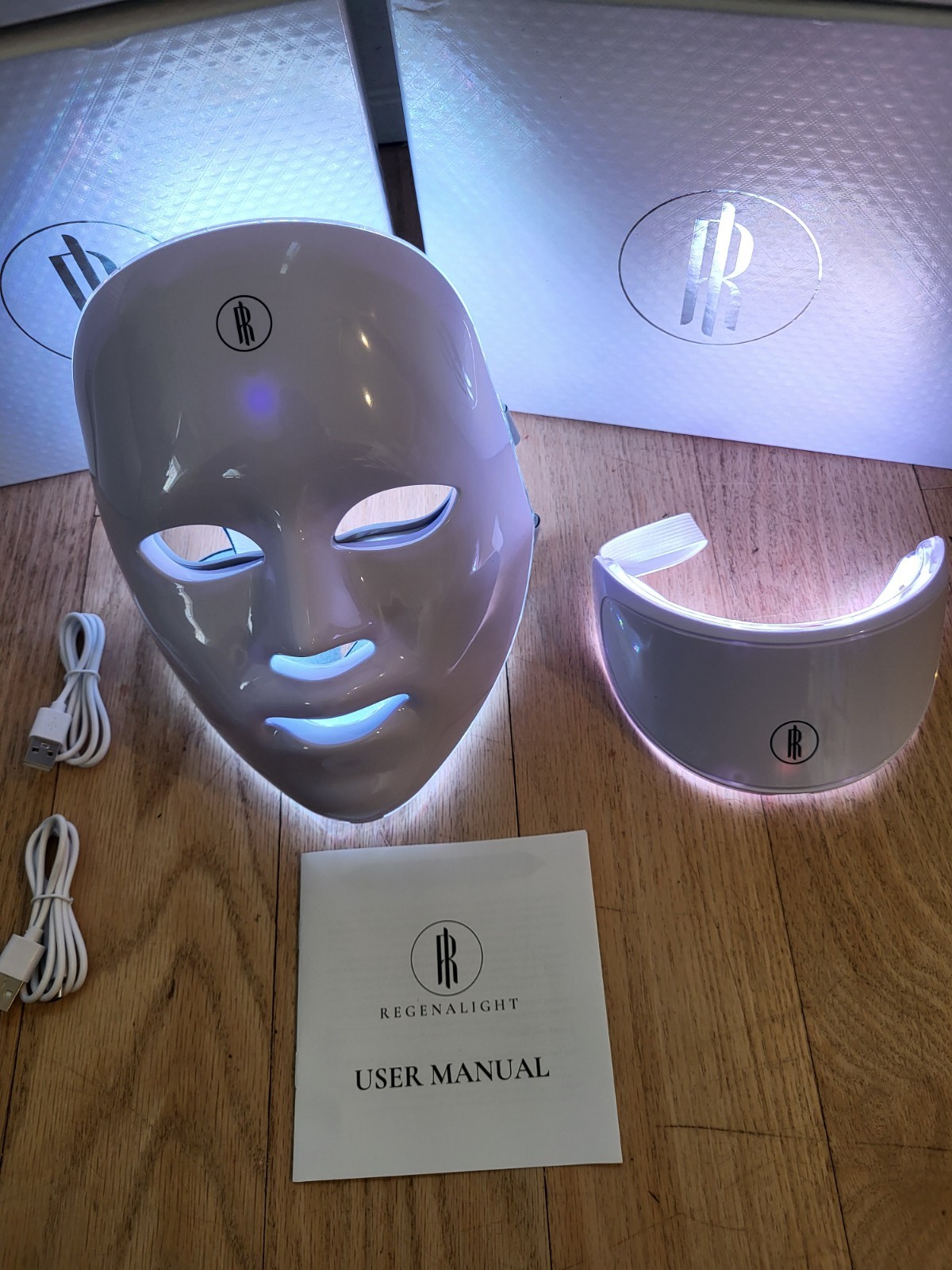 Regenalight Red Light Therapy Mask and Neck Piece. 7 light options in 1 mask.